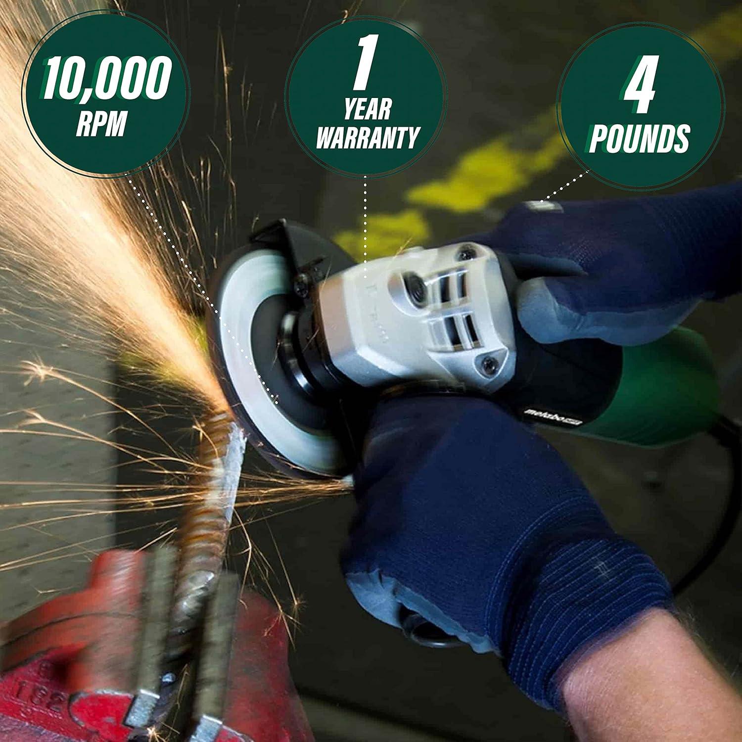 Metabo HPT 4-1/2-Inch Angle Grinder, Includes 5 Grinding Wheels & Hard Case, 6.2-Amp Motor, Compact & Lightweight, G12SR4(Pack of 3)