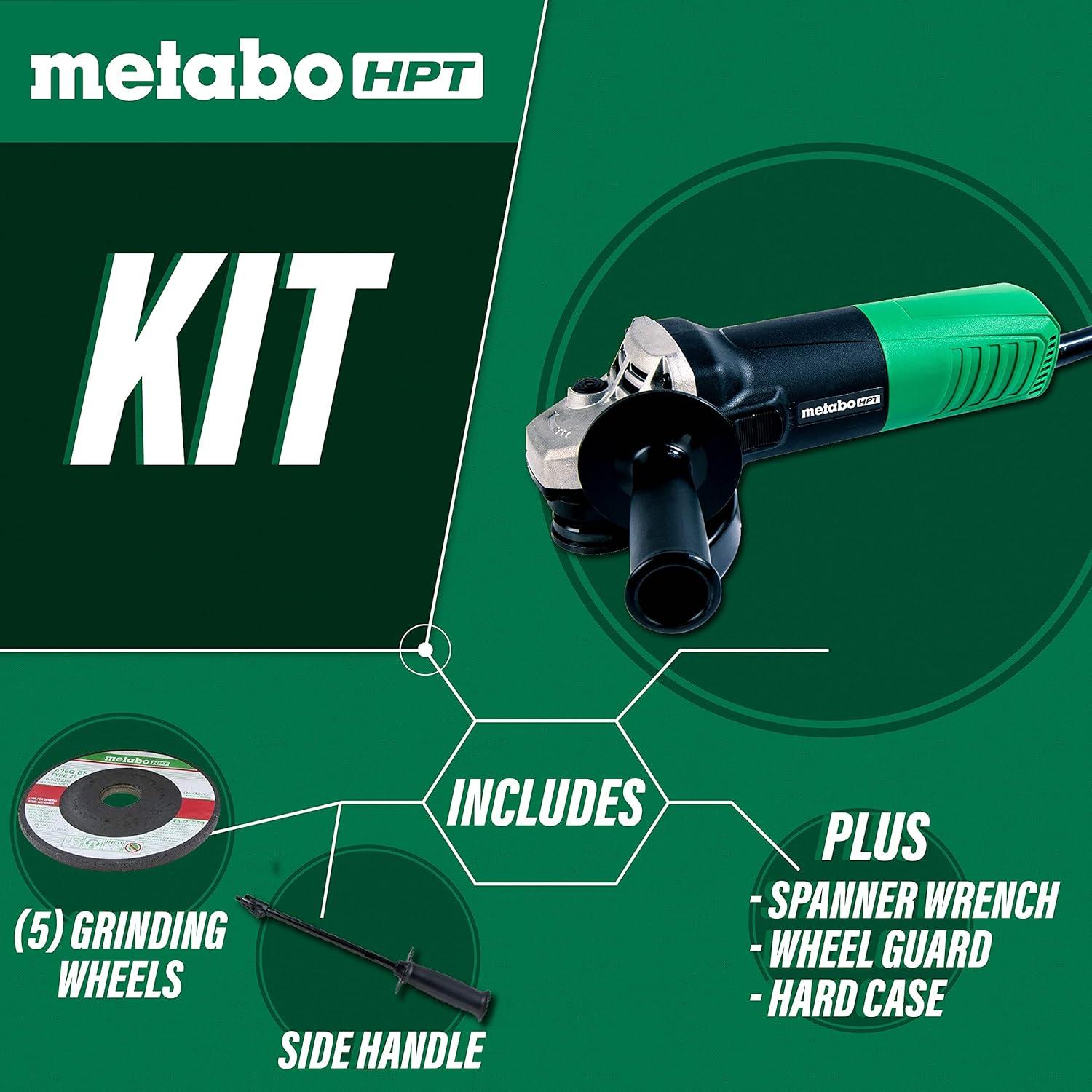Metabo HPT 4-1/2-Inch Angle Grinder, Includes 5 Grinding Wheels & Hard Case, 6.2-Amp Motor, Compact & Lightweight, G12SR4(Pack of 3)