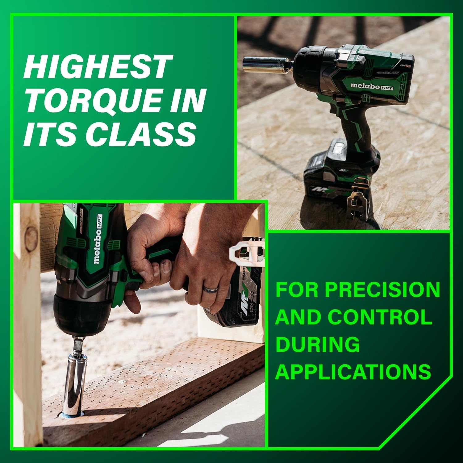 Metabo HPT 36V MultiVolt Cordless Brushless High Torque 3/4″ Impact Wrench, Accepts Any 18V/36V MultiVolt Battery, IP56 Compliant, High Performance Power Tool, Tool Body Only, WR36DFQ4