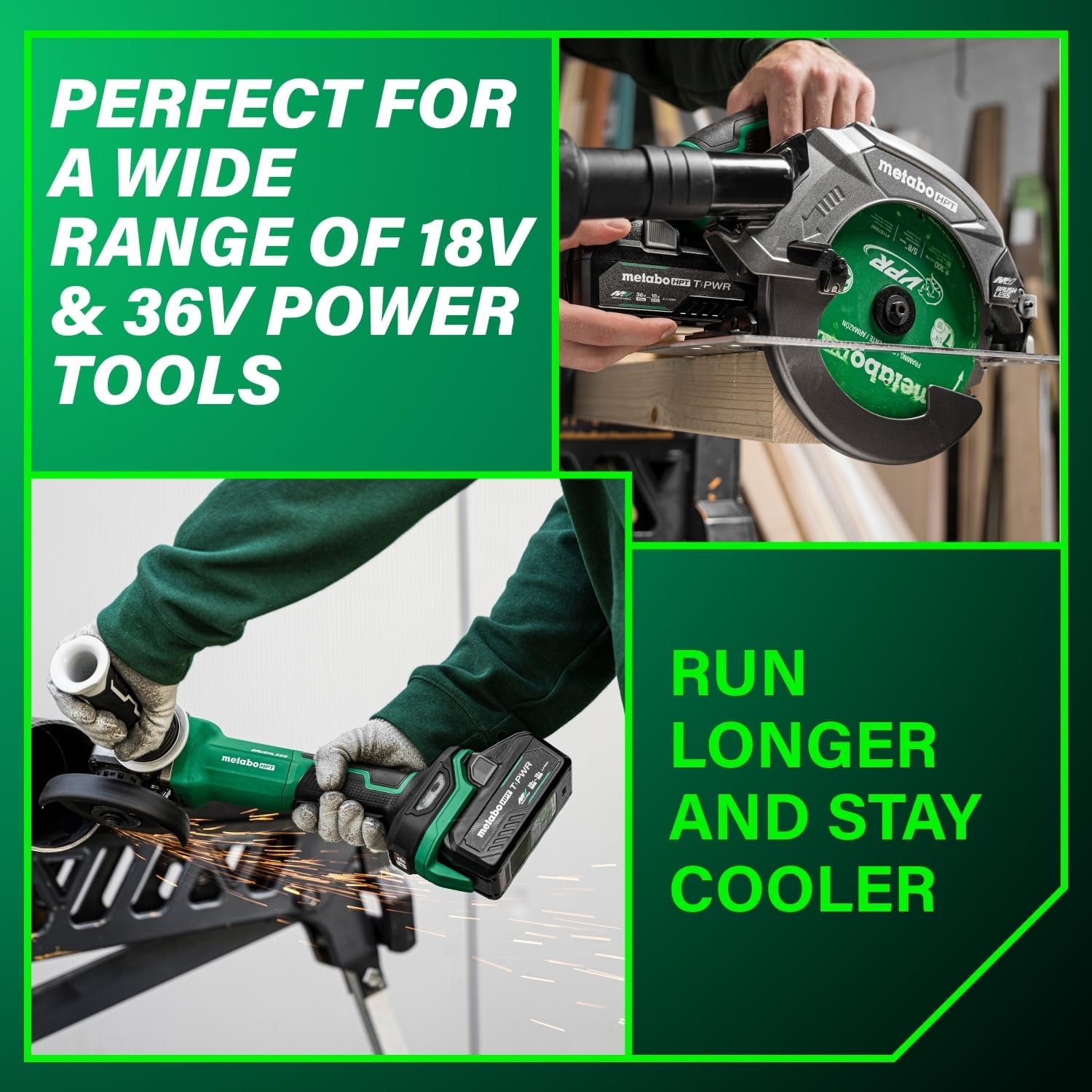 Metabo HPT 36V/18V T-PWR MultiVolt Battery, High Performance 21700 Lithium-Ion Battery Cell, 2160W Maximum Output, Quick Charging, Longer Runtime, 381991M (BSL3640MVT)