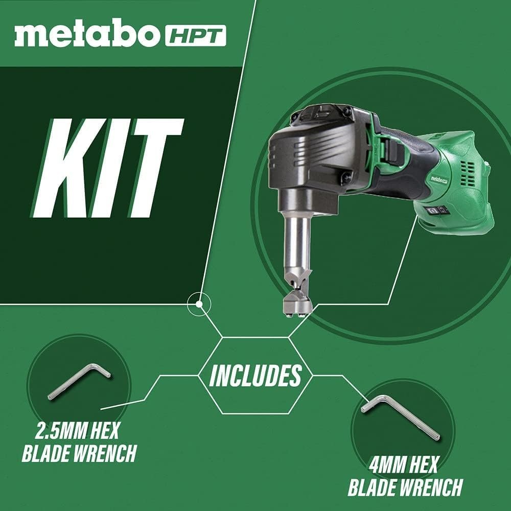 Metabo HPT 18V MultiVolt™ Cordless Nibbler | Tool Only – No Battery | For Ribbed Metal Panels | 180 Degree 3-Stop Die Holder | CN18DSLQ4