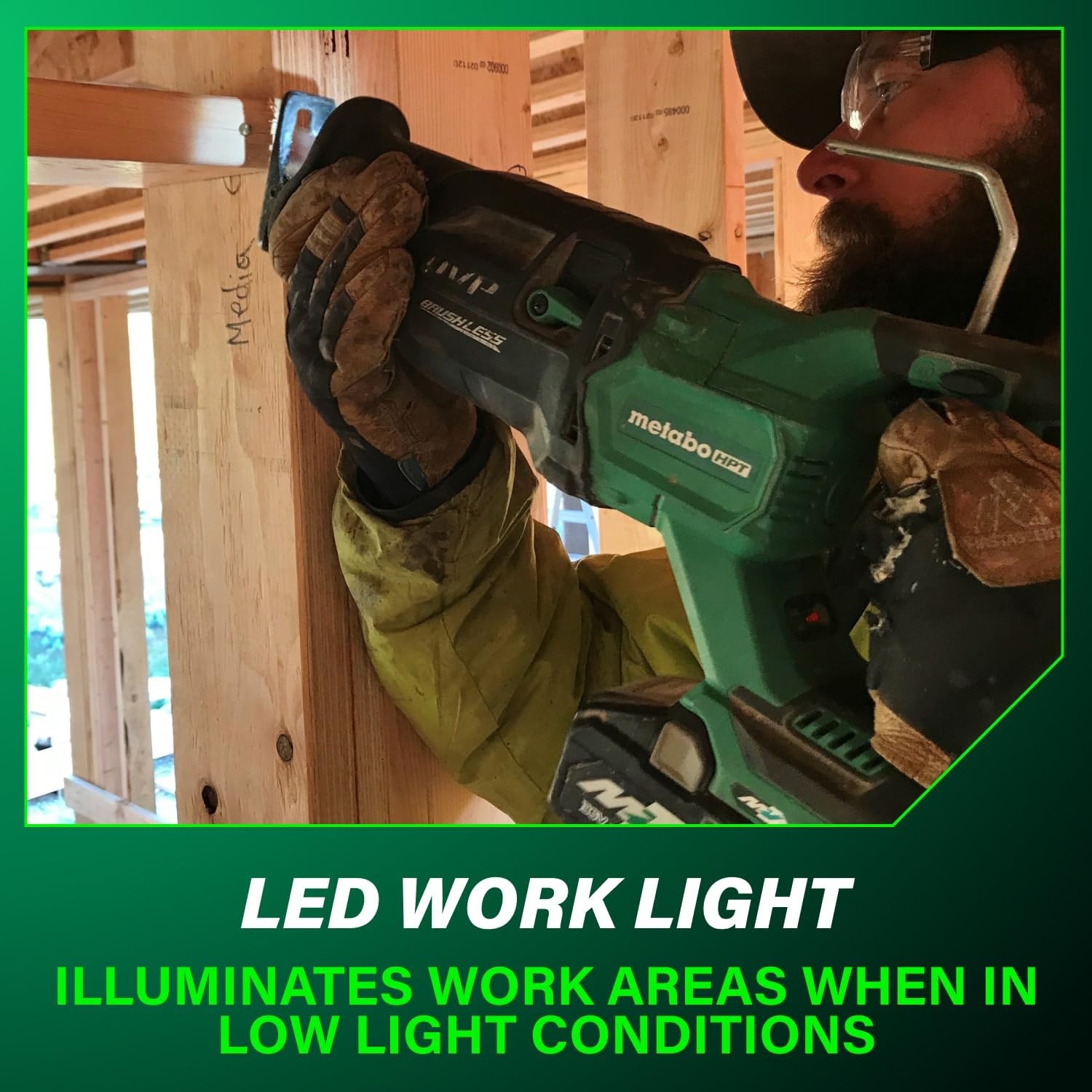 Metabo HPT 36V MultiVolt Cordless Reciprocating Saw, 4-Stage Speed Selector, 1,700 SPM to 3,000 SPM, Orbital Action, Low Vibration, Hybrid Power Option, Metal Rafter Hook, Tool Body Only, CR36DAQ4(w/ 36V MultiVolt Recip Saw (Tool Only))