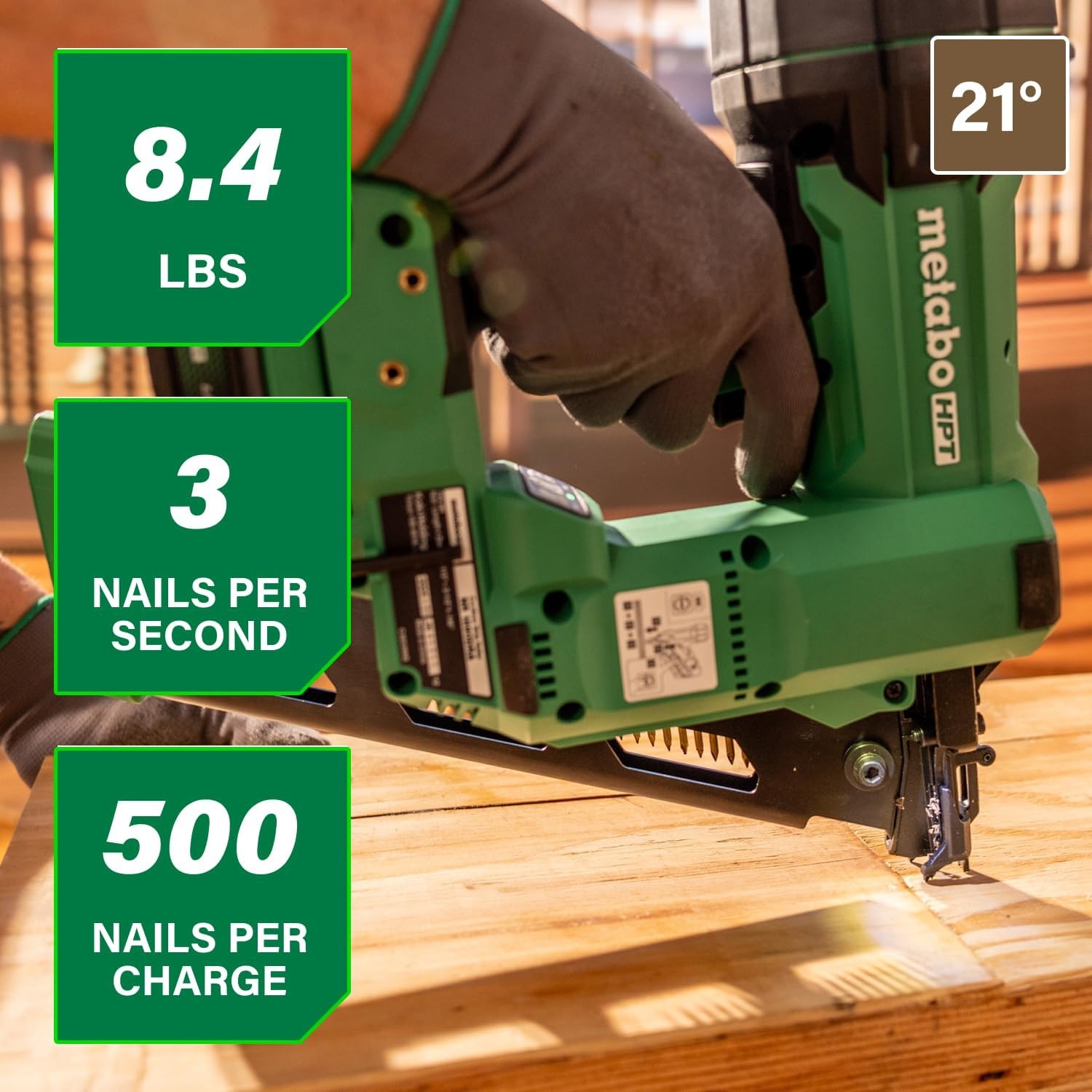 Bundle of Metabo HPT Cordless Framing Nailer, 18V – 4.0 Ah, MultiVolt™, 21 Degree, 3-1/2-Inch Plastic Strip Nails, NR1890DRA + Metabo HPT 18V/36V MultiVolt™ Battery | 380083M