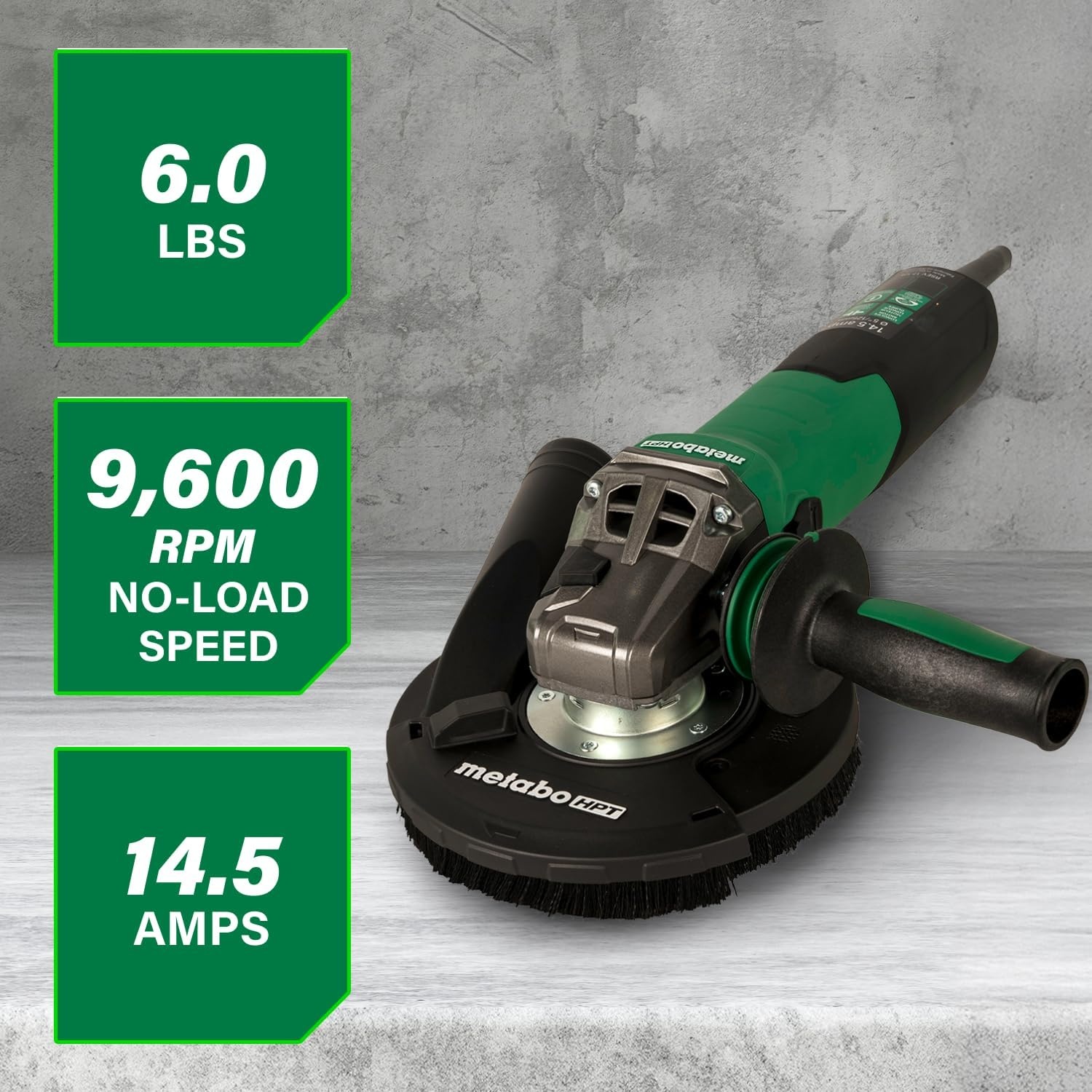 Metabo HPT RSEV 17-125 5-Inch Concrete Renovation Grinder Kit, High Torque, 14.5 Amp LongLife Motor, Vario Tacho Constamatic Control, Anti-Vibration Handle, Made in Germany, 646829620(Metabo HPT RSEV 17-125 Set)