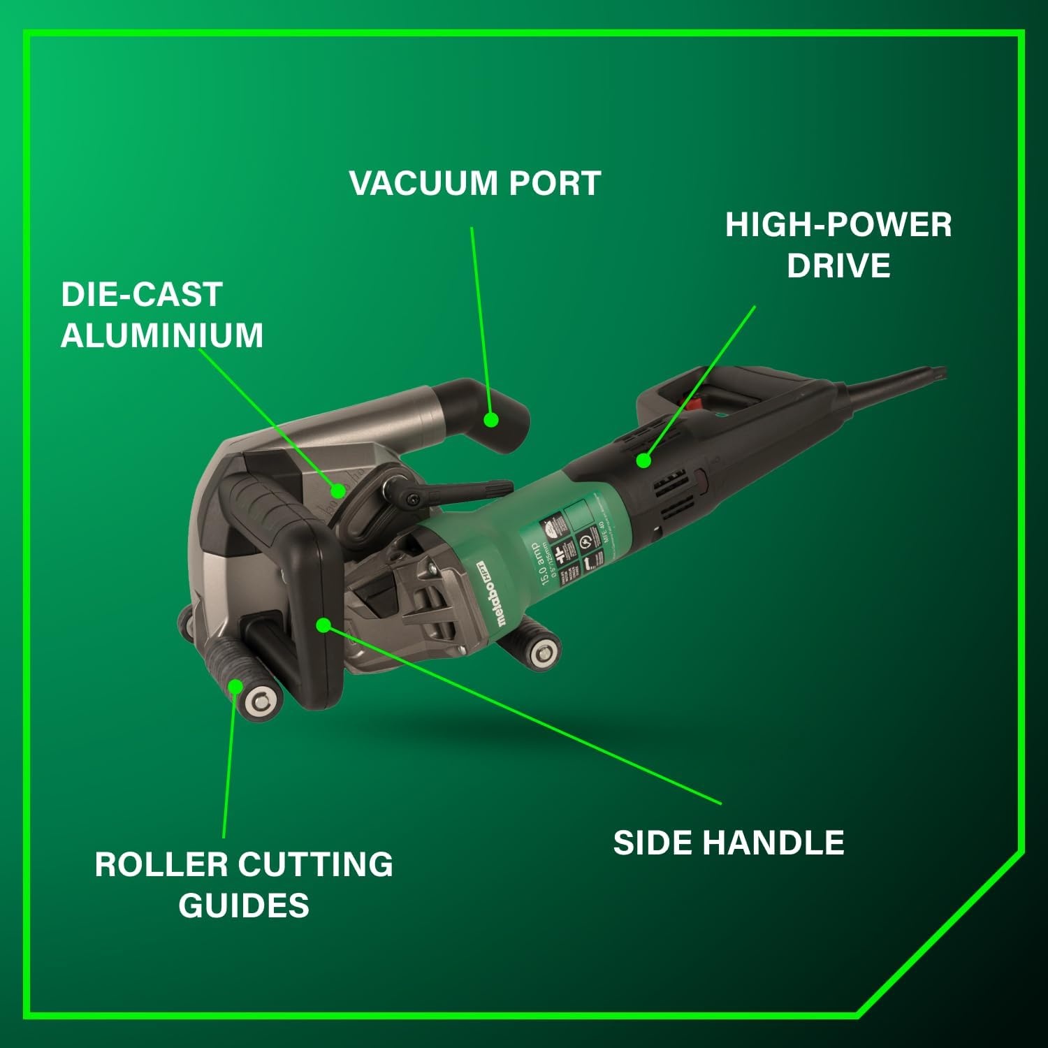 Metabo HPT MFE 40 Wall Chaser For Concrete, 5-Inch Cutting Disc, 15 Amps, High-Power Drive System, Tacho-Constamatic Electronics, Dust Protection, Torque Limiting Clutch, Made in Germany, 646040620(Metabo HPT MFE 40)