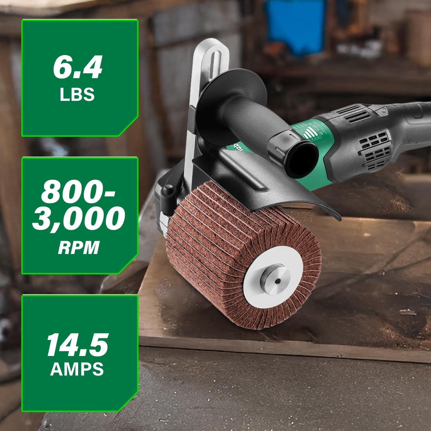Metabo HPT SE 17-200 RT Set Burnishing Machine, Metal Polishing Tool with High Torque Motor, 14.5 Amp, Vario-Tacho-Constamatic Control, Motor with Dust Protection, Made in Germany, 646259620(Metabo HPT SE 17-200 RT)