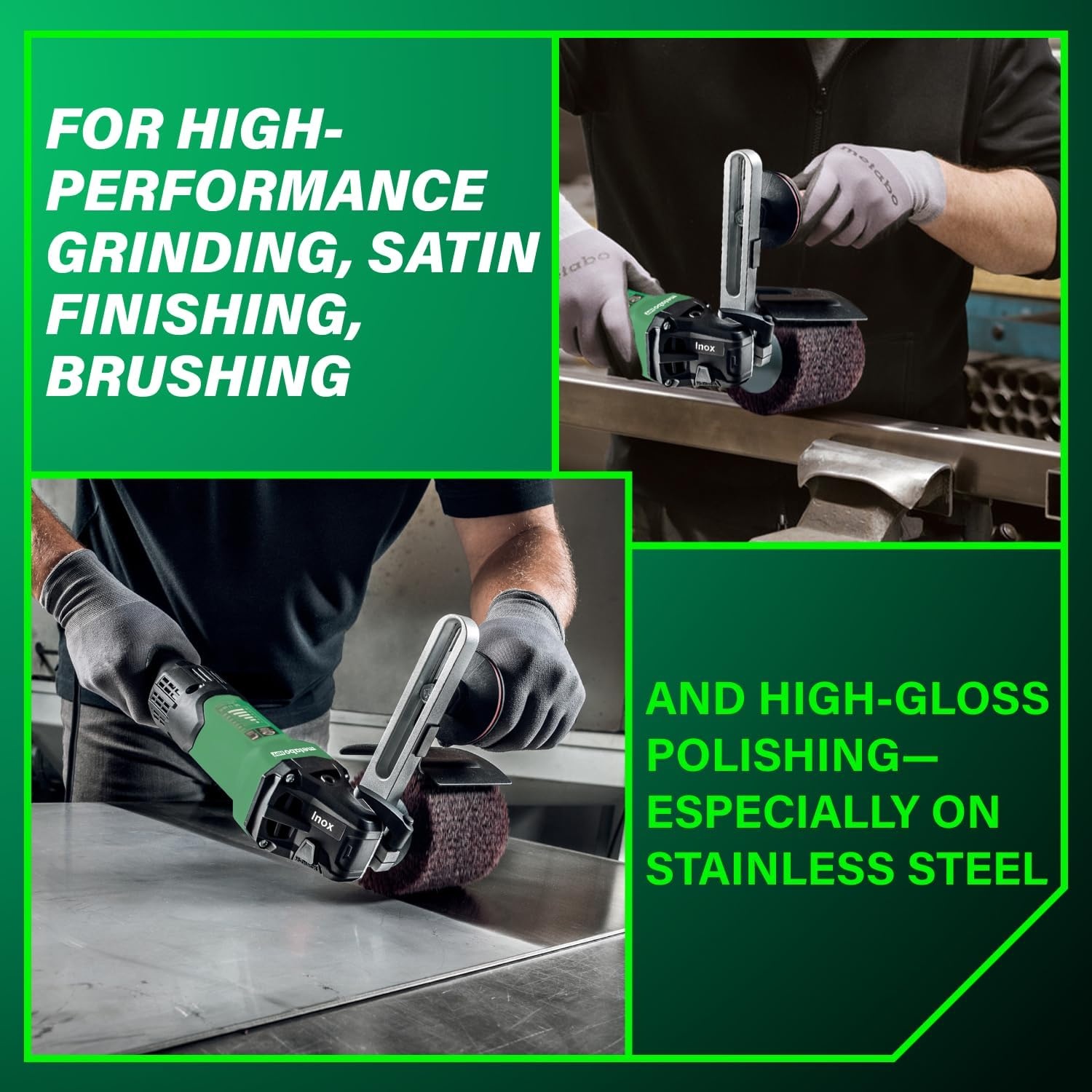 Metabo HPT SE 17-200 RT Set Burnishing Machine, Metal Polishing Tool with High Torque Motor, 14.5 Amp, Vario-Tacho-Constamatic Control, Motor with Dust Protection, Made in Germany, 646259620(Metabo HPT SE 17-200 RT)