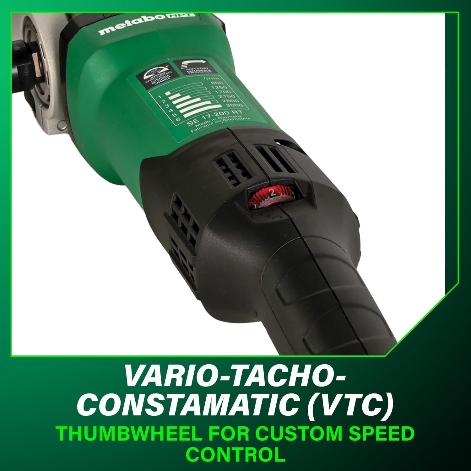Metabo HPT SE 17-200 RT Set Burnishing Machine, Metal Polishing Tool with High Torque Motor, 14.5 Amp, Vario-Tacho-Constamatic Control, Motor with Dust Protection, Made in Germany, 646259620(Metabo HPT SE 17-200 RT)