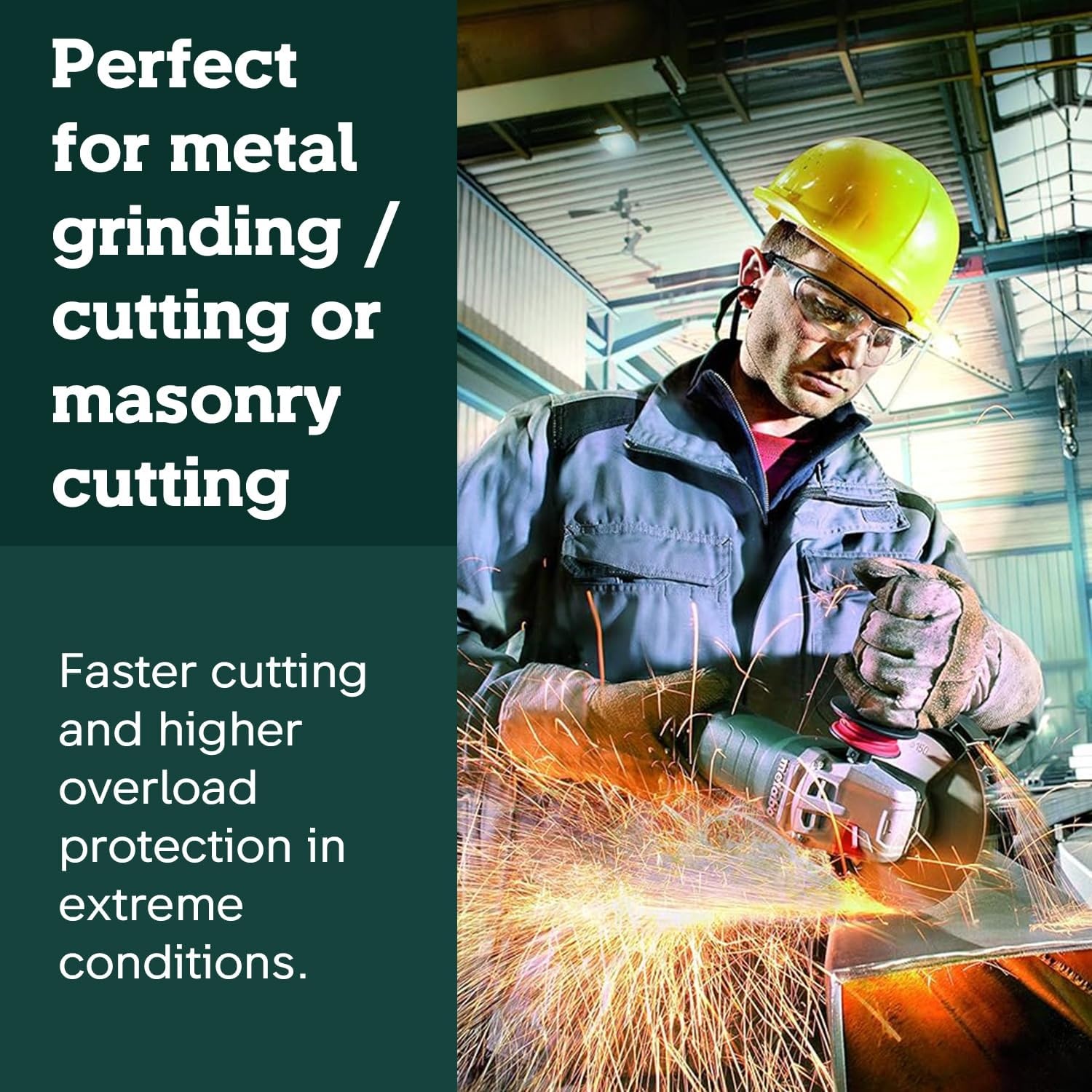 Metabo HPT Corded Angle Grinder 6 Inch, 13.5 AMP Electric Angle Grinder Tool, Electronic Speed Control, M-Quick System, 9,600 RPM, Made in Germany, Paddle Switch, WEP 15-150 Quick, 646488420(Metabo WEP 15-150 Quick)