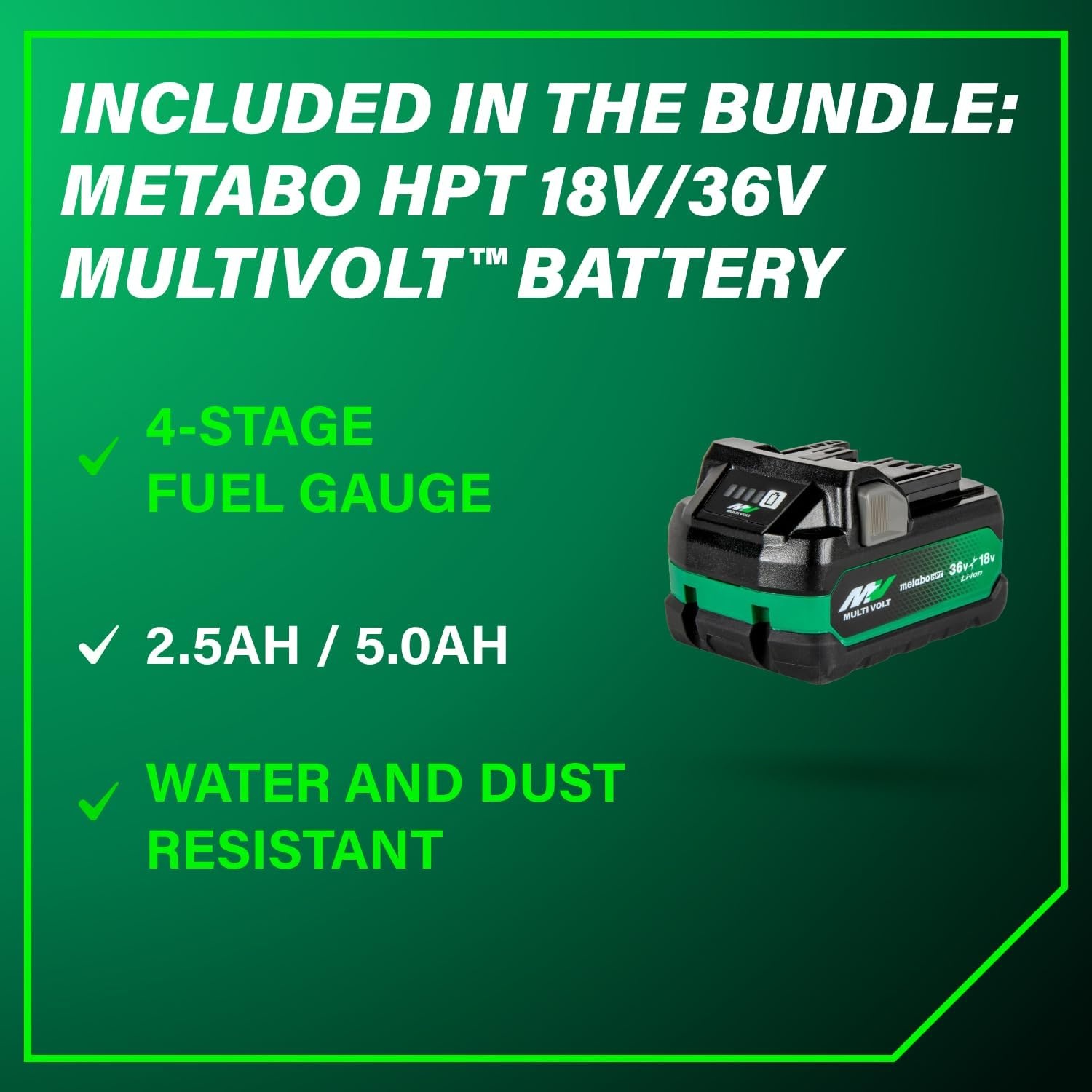 Bundle of Metabo HPT 18V MultiVolt™ Cordless Coil Roofing Nailer Kit, NV1845DA + Metabo HPT 18V/36V MultiVolt™ Battery | 2.5Ah / 5.0Ah | 380083M