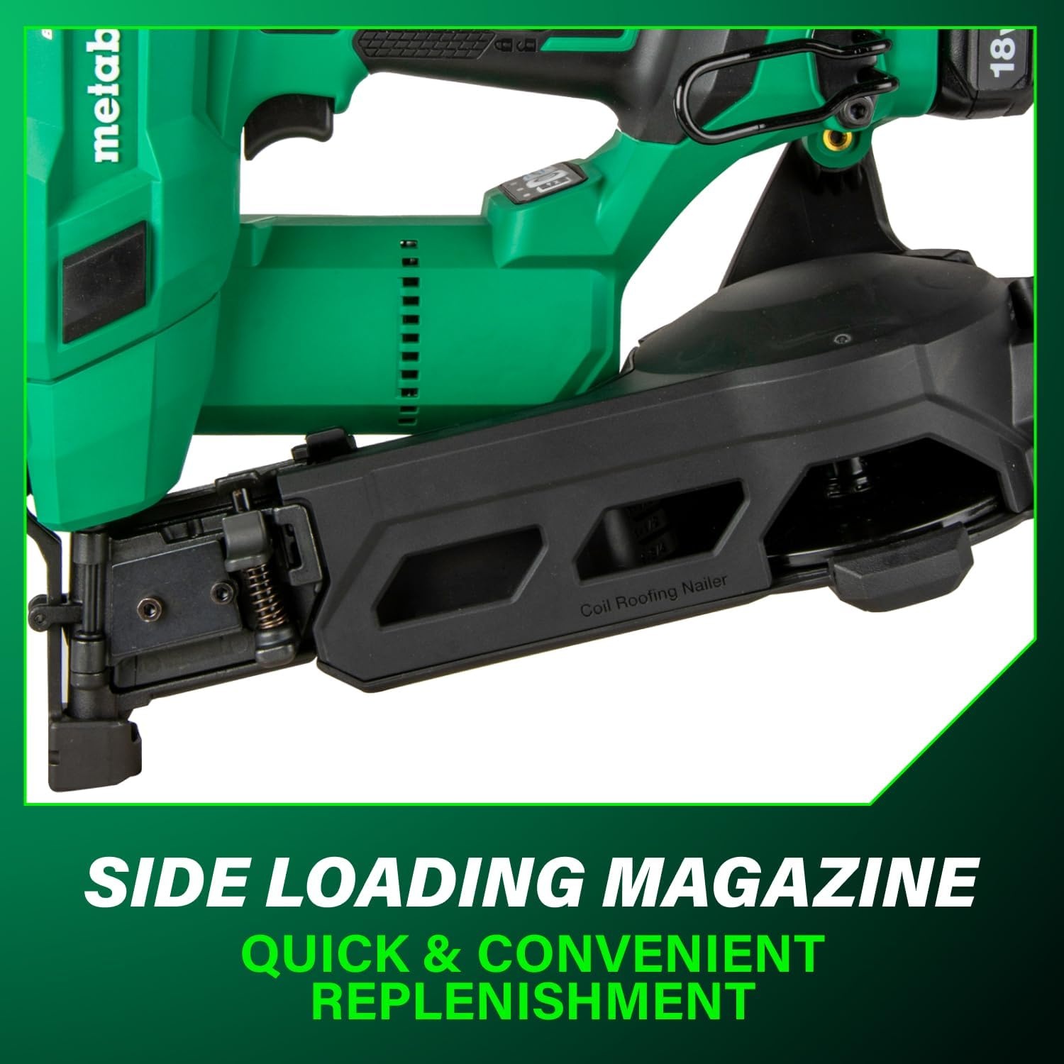Bundle of Metabo HPT 18V MultiVolt™ Cordless Coil Roofing Nailer Kit, NV1845DA + Metabo HPT 18V/36V MultiVolt™ Battery | 2.5Ah / 5.0Ah | 380083M